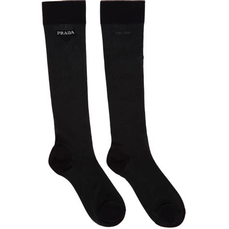 prada mesh logo socks|Black Polyester socks .